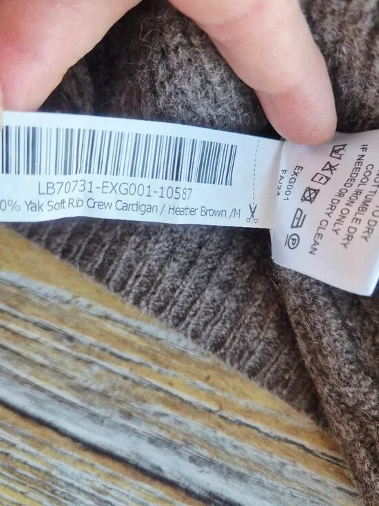 Quince 100% Yak Soft Rib Crew Cardigan Button-Front Heather Brown - Picture 10 of 13